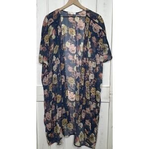Band Of Gypsies Floral Print Kimono Sz S Fits To XL Boho Romantic Cottagecore